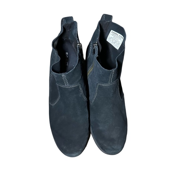 Sorel Women's Evie Bootie Size 9.5 Waterproof Black Suede Zip Wedge Ankle Boots - Picture 3 of 7